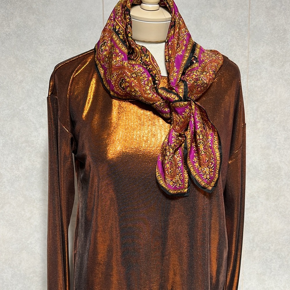 NEWHalston shimmery metallic Gold long sleeve for special occasion and layers